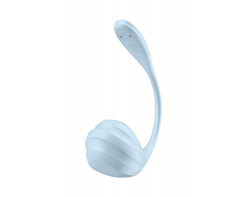 Виброяйцо Satisfyer Smooth Petal Connect App, голубое, 6,5 см