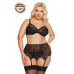 Комплект SoftLine Collection Dolores (бюстгальтер, стринги и пояс для чулок), черный, XXXL