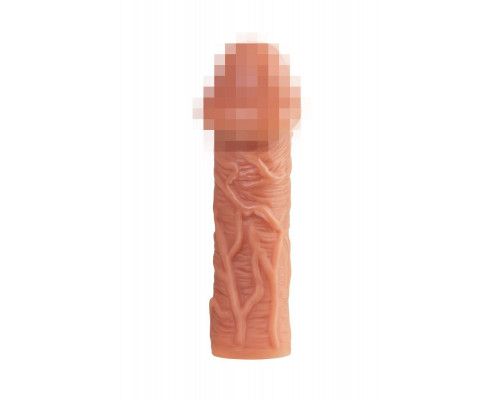 Насадка реалистичная KOKOS PENIS SLEEVE с дополнительной стимуляцией, TPE, телесная, 16.5 см