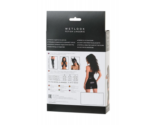 Платье Glossy Naomi из материала Wetlook, черное, XL
