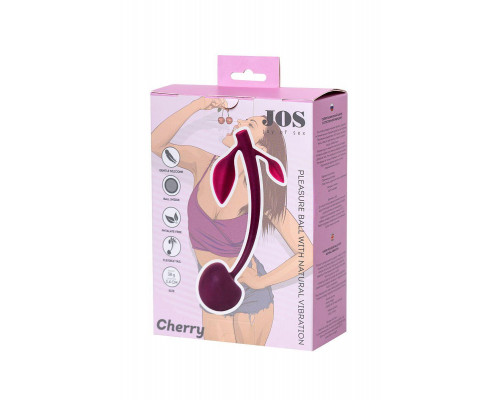 Вагинальный шарик JOS CHERRY, силикон, бордовый, 14,5 см