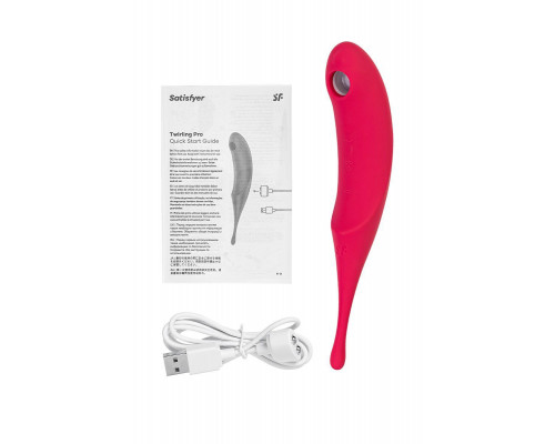 Точечный вибратор с вакуумной стимуляцией Satisfyer Twirling Pro, силикон, красный 20 см