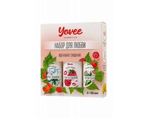 Набор гелей-смазок Yovee для любви (721002+721006+721054), вкус (малина+мята) + увл (алоэ), 3х50 мл