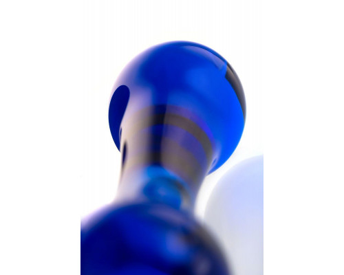 Двусторонний фаллоимитатор Sexus Glass, стекло, синий, 20,5 см