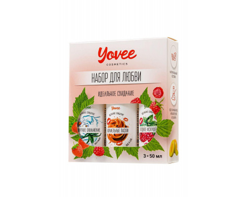 Набор гелей-смазок Yovee для любви (721010+721014+721054), вкус(мал/мята+карам) + увл(алоэ), 3х50 мл