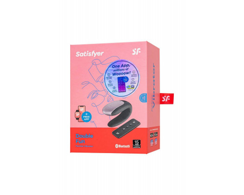 Стимулятор для пар Satisfyer Double Fun Connect App, с пультом ДУ, силикон, черный, 9 см