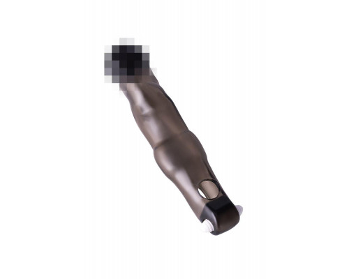 Насадка на пенис с вибрацией XLover by TOYFA, TPE, черный прозрачный, 19,4 см