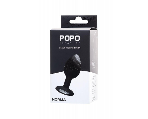 Анальная втулка POPO Pleasure by TOYFA NORMA со стразом, S, силикон, черная, 7,2 см, Ø 2,8 см, 25 г