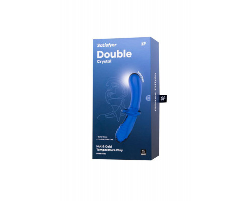 Двусторонний фаллоимитатор Satisfyer Double Crystal, стекло, голубой, 19,5 см