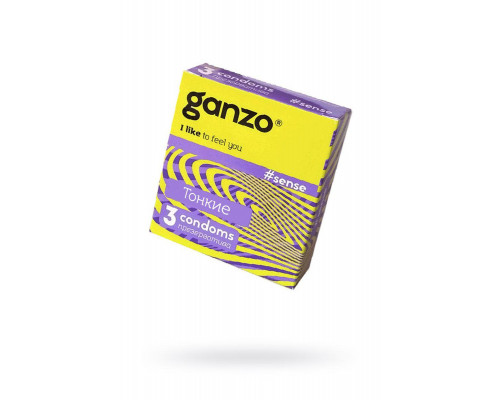 Презервативы Ganzo, sense, тонкие, латекс, 18 см, 5,2 см, 3 шт.