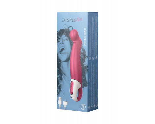 Нереалистичный вибратор Satisfyer Petting Hippo, силикон, малиновый, 22,9 см.