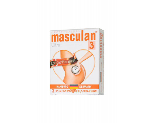 Презервативы Masculan, ultra 3, продлевающие, 19 см, 5,3 см, 3 шт.