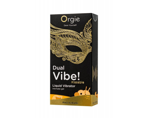 Съедобный гель с эффектом вибрации Orgie DUAL VIBE! - KISSABLE, со вкусом пина колада, 15 мл
