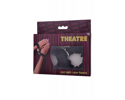 Наручники меховые TOYFA Theatre, искусственный мех, чёрный, 28 см.
