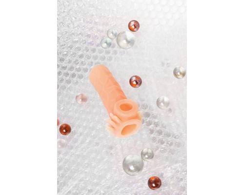 Насадка реалистичная KOKOS NUDE SLEEVE с дополнительной стимуляцией, TPE, телесная, 10 см