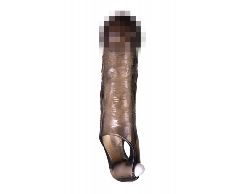 Насадка на пенис с вибрацией XLover by TOYFA, TPE, черный прозрачный, 15,5 см