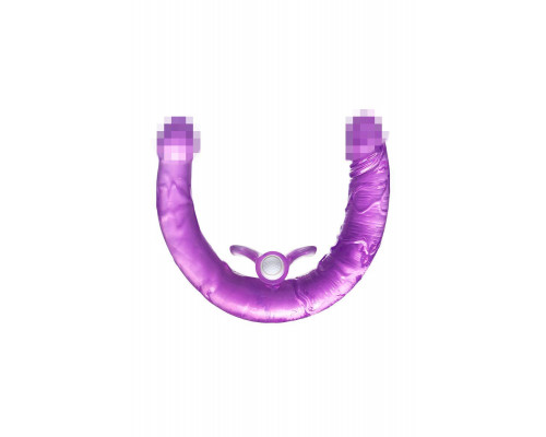 Фаллоимитатор двусторонний с вибропулей TOYFA Basic Double Dildo, TPR, фиолетовый, 35 см