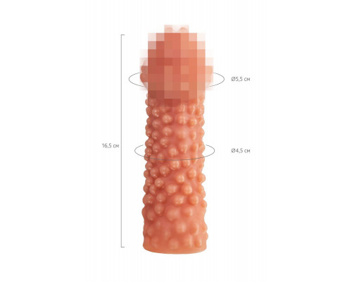 Насадка реалистичная KOKOS PENIS SLEEVE с дополнительной стимуляцией, TPE, телесная, 16.5 см