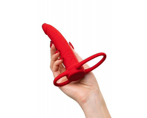 Насадка на пенис для двойного проникновения Black&Red by TOYFA , силикон, красный, 16,5 см