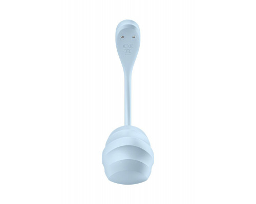 Виброяйцо Satisfyer Smooth Petal Connect App, голубое, 6,5 см