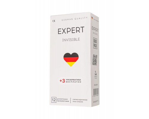 Презервативы EXPERT Invisible Germany 12шт +(3 бесплатно), ультратонкие