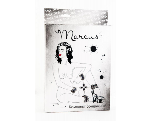 Кружевной бондажный комплект TOYFA Marcus (сцепка, наручники и оковы), серебряная