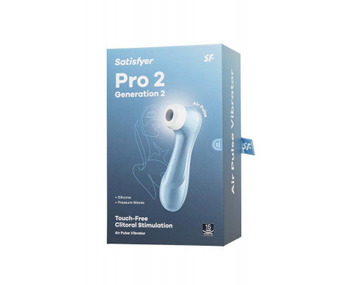 Вакуум-волновой стимулятор клитора Satisfyer Pro 2 Generation 2, силикон, голубой, 16,5 см
