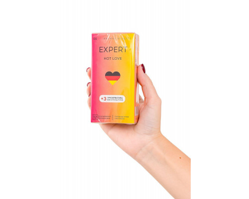 Презервативы EXPERT Hot Love Germany 12шт +(3 бесплатно), с разогревающим эффектом