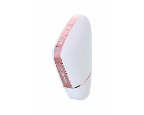 Вакуум-волновой стимулятор с вибрацией Satisfyer Love Triangle Connect App, силикон, белый, 8,8 см