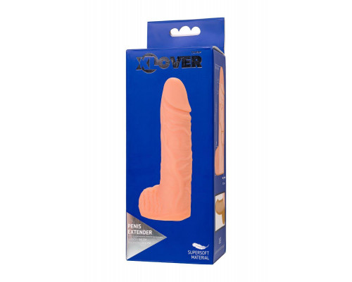 Насадка на пенис XLover by TOYFA для увеличения размера, с мошонкой, TPE, телесный, 16 см