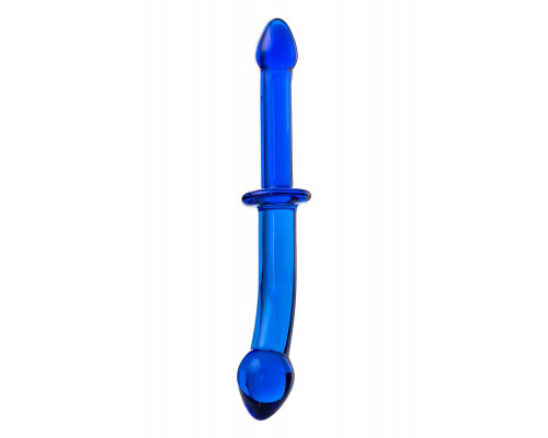 Двусторонний фаллоимитатор Sexus Glass, стекло, синий, 25 см