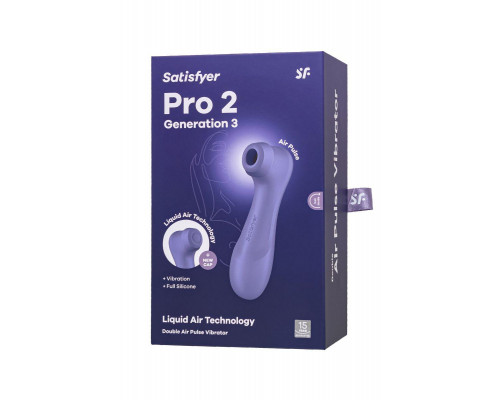 Вакуумный стимулятор клитора с вибрацией Satisfyer Pro 2 Generation 3, фиолетовый, 16,4 см