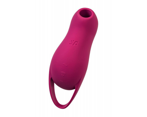 Вакуум-волновой стимулятор клитора с вибрацией Satisfyer Pocket Pro 1, силикон, бордовый, 13,9 см