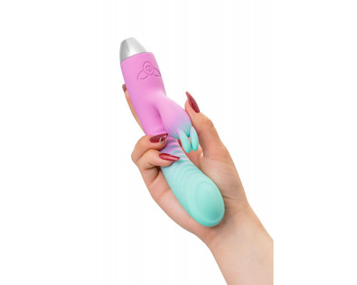 Вибратор для точки G с клиторальной стимуляцией, Flovetta ORCHID, силикон, мятно-розовый, 21 см