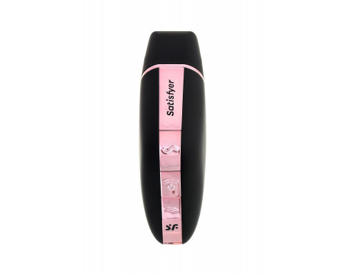 Вакуум-волновой стимулятор с вибрацией Satisfyer Love Triangle Connect App, силикон, черный, 8,8см