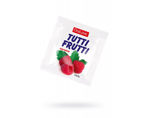 Съедобная гель-смазка TUTTI-FRUTTI для орального секса со вкусом малины ,4гр по 20 шт в упаковке