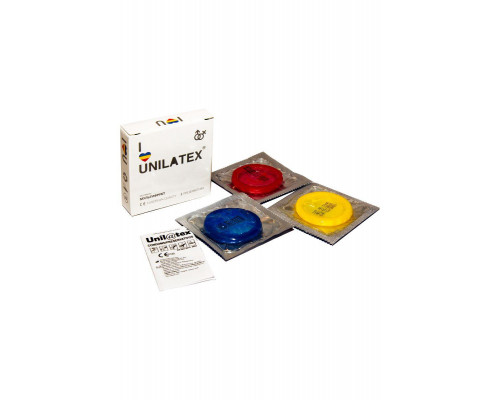 Презервативы Unilatex, multifrutis, аромат, цветные, 19 см, 5,4 см, 3 шт.