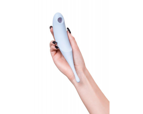 Точечный вибратор с вакуумной стимуляцией Satisfyer Twirling Pro, силикон, голубой, 20 см