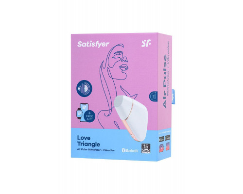 Вакуум-волновой стимулятор с вибрацией Satisfyer Love Triangle Connect App, силикон, белый, 8,8 см