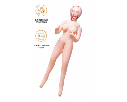 Кукла надувная Dolls-X by TOYFA Lilit, блондинка, с тремя отверстиями, 150 см