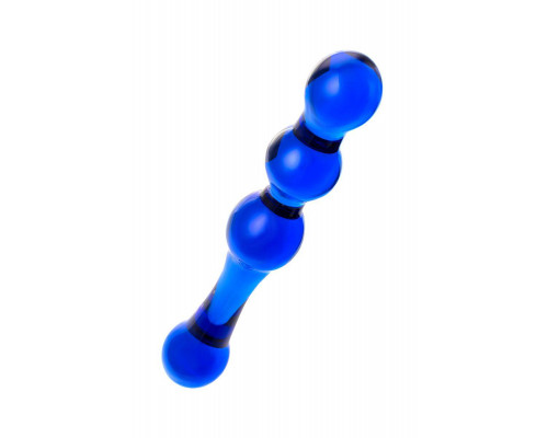 Двусторонний фаллоимитатор Sexus Glass, стекло, синий, 20,5 см