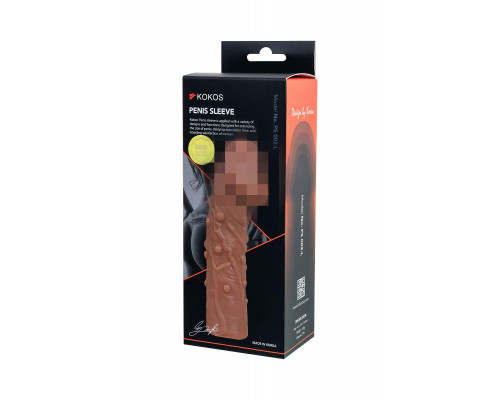 Насадка реалистичная KOKOS PENIS SLEEVE с дополнительной стимуляцией, TPE, телесная, 16.5 см