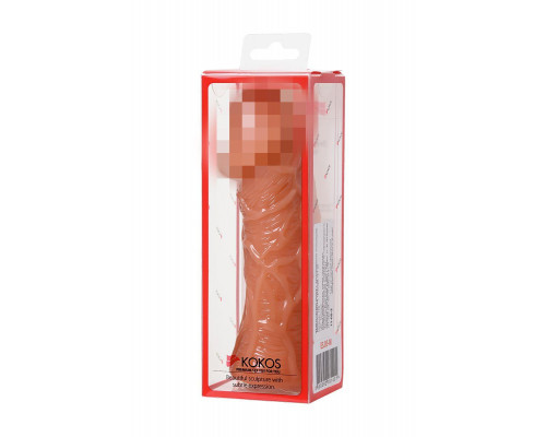 Насадка реалистичная KOKOS EXTREME SLEEVE 05-M с дополнительной стимуляцией, TPE, телесная, 14.7 см