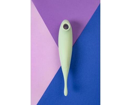 Точечный вибратор с вакуумной стимуляцией Satisfyer Twirling Pro Connect App, силикон, мятный, 20 см