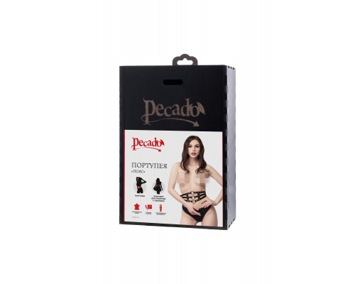 Пояс Pecado BDSM, с кольцами, натуральная кожа, черный