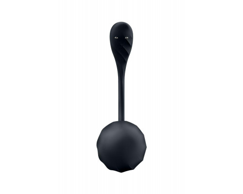 Виброяйцо Satisfyer Ribbed Petal Connect App с пультом ДУ, черное, 7,8 см