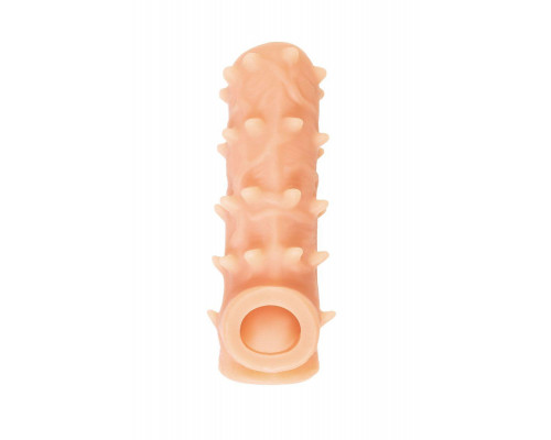Насадка реалистичная KOKOS NUDE SLEEVE с дополнительной стимуляцией, TPE, телесная, 14 см