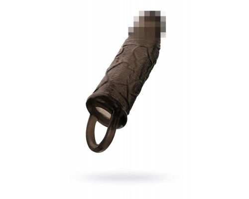 Насадка Toyfa XLover, для увеличения размера с кольцом, TPE, черная, 14,5 см