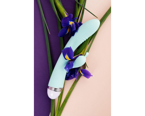 Вибратор с клиторальным стимулятором Flovetta IRIS, силикон, голубой, 22 см