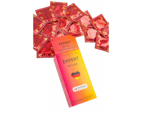 Презервативы EXPERT Hot Love Germany 12шт +(3 бесплатно), с разогревающим эффектом